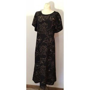 Alia Petites - Floral Vine Print - MIDI Dress  - 16P gold accents Whimsigoth